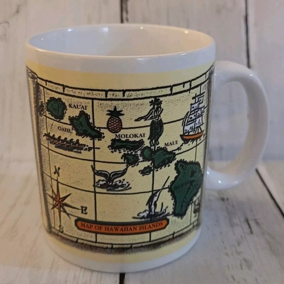 Map Of The Hawaiian Islands: Mug. 1996. Island Heritage. Maui Kauai Oahu Molokai - Picture 4 of 16